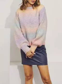 Вязаный свитер с круглым вырезом Ombr розового цвета J.NNA