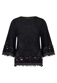 Вязаный свитер с кружевным узором Betty Barclay, черный