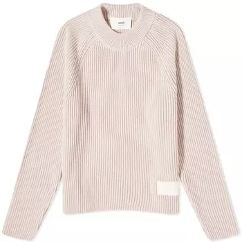 Вязаный свитер с лейблом AMI Paris, розовый