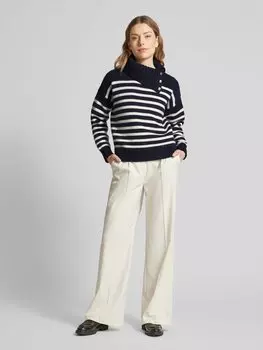 Вязаный свитер с манжетами в рубчик, модель «VARNEE» Lauren Ralph Lauren, темно-синий