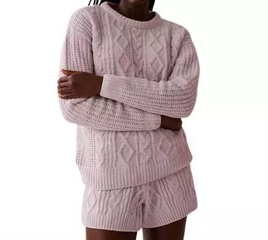 Вязаный свитер с минеральной стиркой в сиренево-розовом цвете Easel