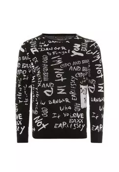 Вязаный свитер с модной надписью CIPO & BAXX, черный