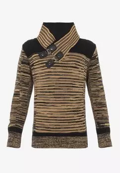 Вязаный свитер с модным отложным воротником CIPO & BAXX, цвет Camel Black