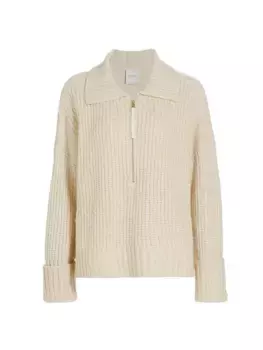 Вязаный свитер с молнией до четверти Amelia Varley, цвет birch