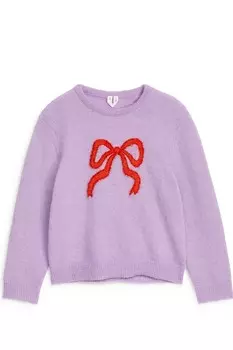 Вязаный свитер с мотивом интарсия Arket, фиолетовый