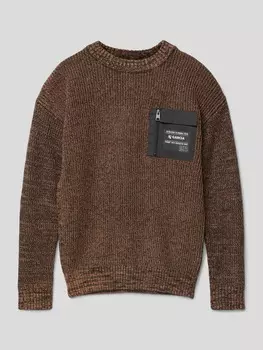 Вязаный свитер с нагрудным карманом Garcia, бежевый