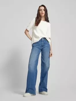 Вязаный свитер с накладным нагрудным карманом Oui, белый