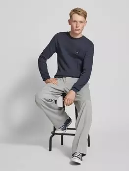 Вязаный свитер с нашивкой-лейблом Calvin Klein Jeans, темно-синий