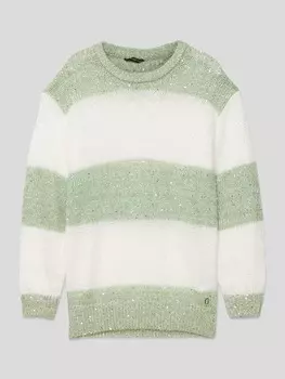 Вязаный свитер с отделкой пайетками Guess, зеленый