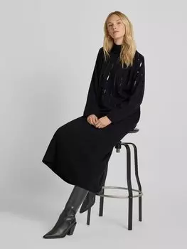 Вязаный свитер с отделкой пайетками Milano Italy, черный