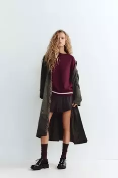 Вязаный свитер с отделкой ZARA, бордовый