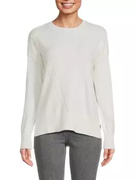 Вязаный свитер с открытой трикотажной отделкой Laundry By Shelli Segal, цвет Marshmallow