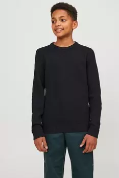 Вязаный свитер с овальным вырезом горловины Jack & Jones, черный