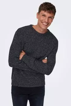 Вязаный свитер с овальным вырезом горловины Only & Sons, белый