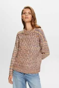 Вязаный свитер с овальным вырезом горловины Esprit, коричневый