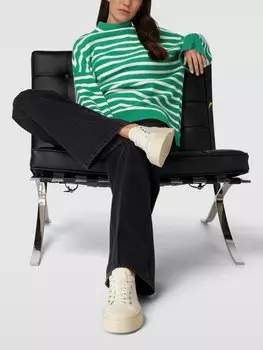 Вязаный свитер с полосатым узором Fransa, зеленый