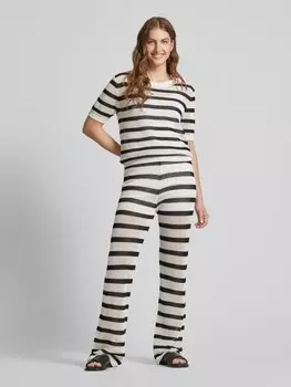 Вязаный свитер с полосатым узором Frieda & Freddies, кремовый