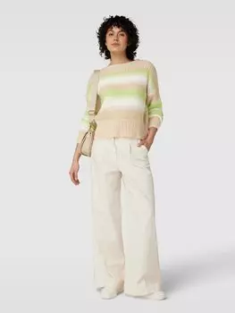 Вязаный свитер с полосатым узором модель «Pradient» OPUS, светло-зеленый