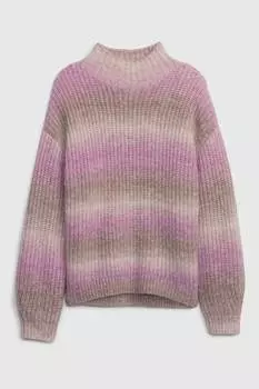 Вязаный свитер с полоской переливающихся оттенков Gap, коричневый