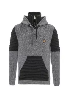 Вязаный свитер с практичным капюшоном CIPO & BAXX, цвет Grey Anthracite