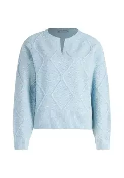 Вязаный свитер с присборенными рукавами BETTY & CO, серо-синий