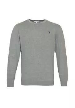 Вязаный свитер с R-образным вырезом U.S. Polo Assn., серый