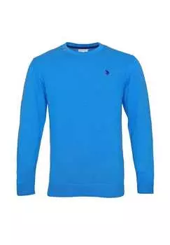 Вязаный свитер с R-образным вырезом U.S. Polo Assn., синий
