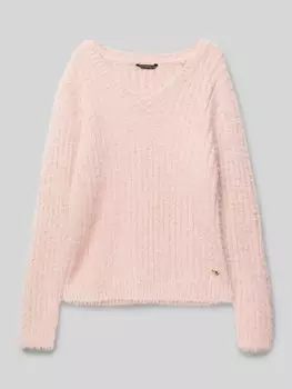 Вязаный свитер с ребристыми манжетами Guess, светло-розовый