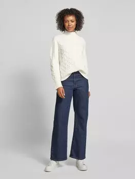 Вязаный свитер с ребристыми манжетами monari, кремовый