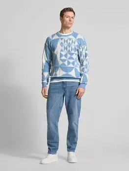 Вязаный свитер с ребристыми манжетами Scotch & Soda, светло-голубой