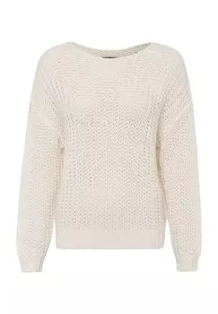 Вязаный свитер с ребристыми манжетами женский zero, цвет Bright Cream