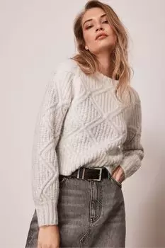 Вязаный свитер с ромбовидным мотивом Mint Velvet, серый