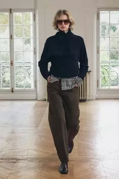 Вязаный свитер с шарфом ZARA, темно-синий