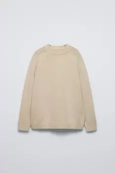Вязаный свитер с текстурой войлока ZARA, песочный