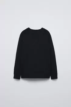 Вязаный свитер с текстурой войлока ZARA, темный антрацит