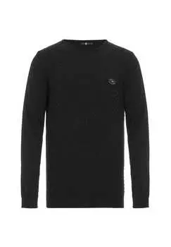 Вязаный свитер с тонким узором вязки Cipo & Baxx, черный