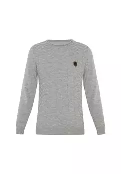 Вязаный свитер с удобным круглым вырезом CIPO & BAXX, цвет Lightgrey