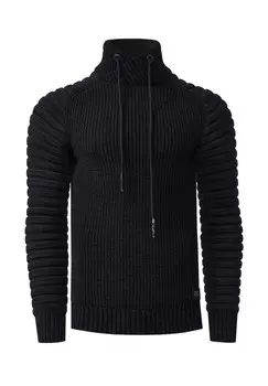 Вязаный свитер с уютным воротником-шалью RUSTY NEAL, черный