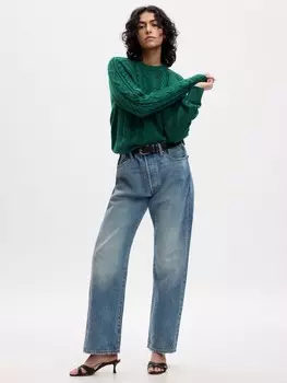 Вязаный свитер с узорами Gap, зеленый
