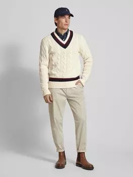 Вязаный свитер с узором «косы» Polo Ralph Lauren, кремовый
