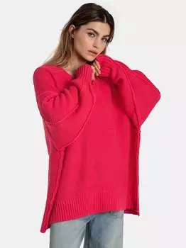Вязаный свитер с v-образным вырезом Free People, красный