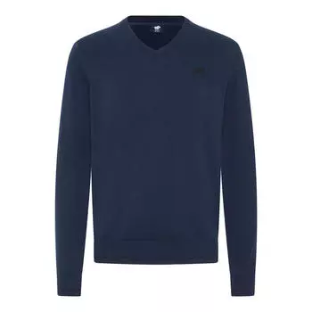 Вязаный свитер с V-образным вырезом и вышивкой POLO SYLT, цвет blau