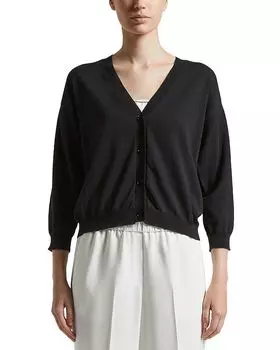 Вязаный свитер с V-образным вырезом и застежкой на пуговицах Peserico, черный