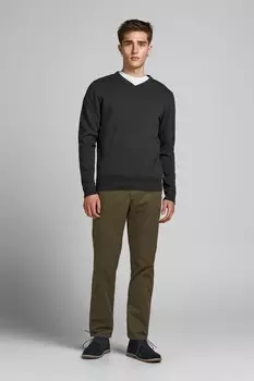 Вязаный свитер с V-образным вырезом Jack & Jones, серый
