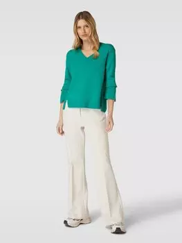 Вязаный свитер с V-образным вырезом Marc Cain, изумрудный