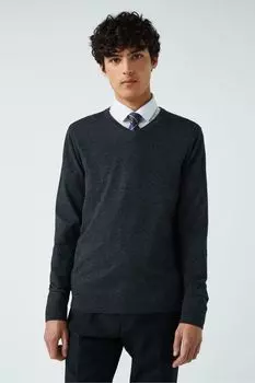 Вязаный свитер с V-образным вырезом Next, серый