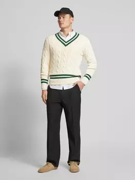 Вязаный свитер с V-образным вырезом Polo Ralph Lauren, кремовый