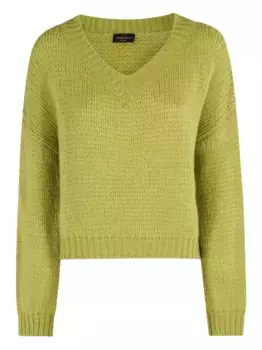 Вязаный свитер с V-образным вырезом Roberto Collina, зеленый