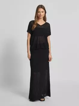 Вязаный свитер с V-образным вырезом «Shani Plain» MOS MOSH, черный