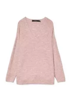 Вязаный свитер с V-образным вырезом Vero Moda, розовый